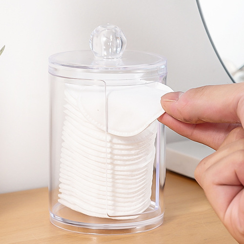 Transparent PS Cotton Swab Case Makeup Cotton Storage Box with Lid Cosmetics Puff Floss Cotton Stick Storage Can Combo