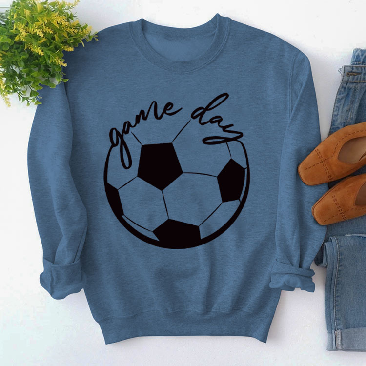 Amazon suéter simple cuello redondo en stock europeo y americano Top manga larga día juego impreso Loose comercio exterior