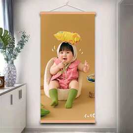 发图钉制婚纱照儿童卡通动漫照片放大挂墙家居实木挂轴挂画画框