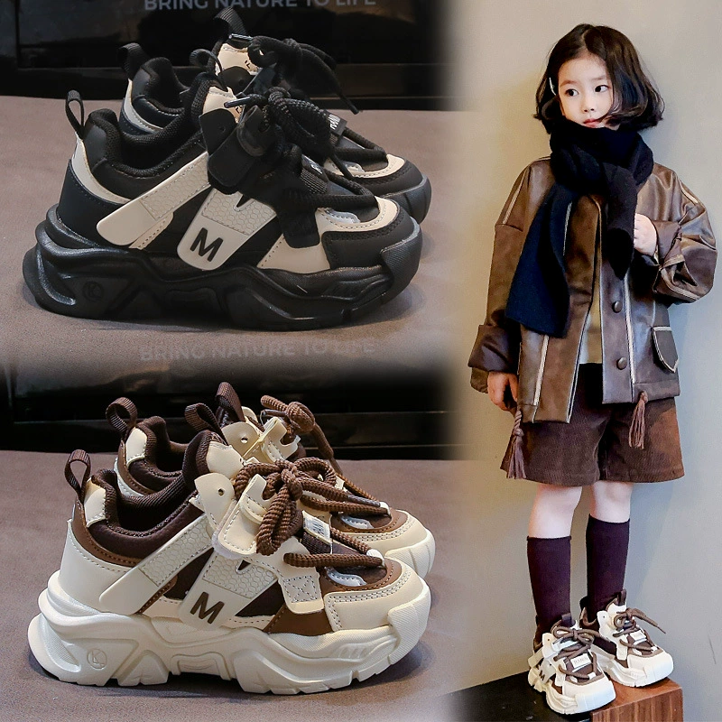 Детская модная спортивная обувь осень 2024, популярные мягкие нескользящие повседневные туфли для девочек и универсальные однотонные туфли для мальчиков
