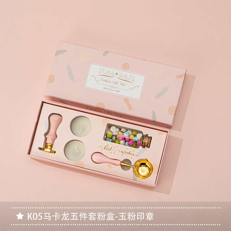 Nuevo macaron fuego pintura cera grano horno sello mano cuenta Día de San Valentín cumpleaños regalo fuego pintura sello conjunto completo al por mayor