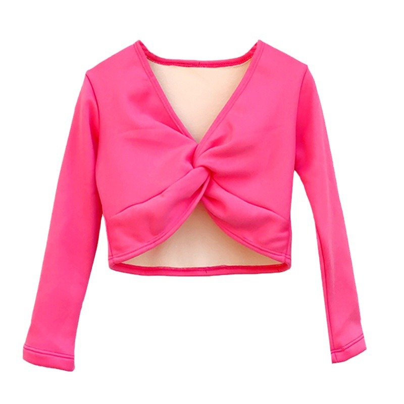 Venta al por mayor Dancing Fleece chaqueta de terciopelo compuesto de manga larga chal ropa de baile para niños ropa de práctica para Niñas Ropa exterior