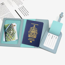 跨境PU皮革可定LOGO护照夹行李牌套装 luggage tag passport hold