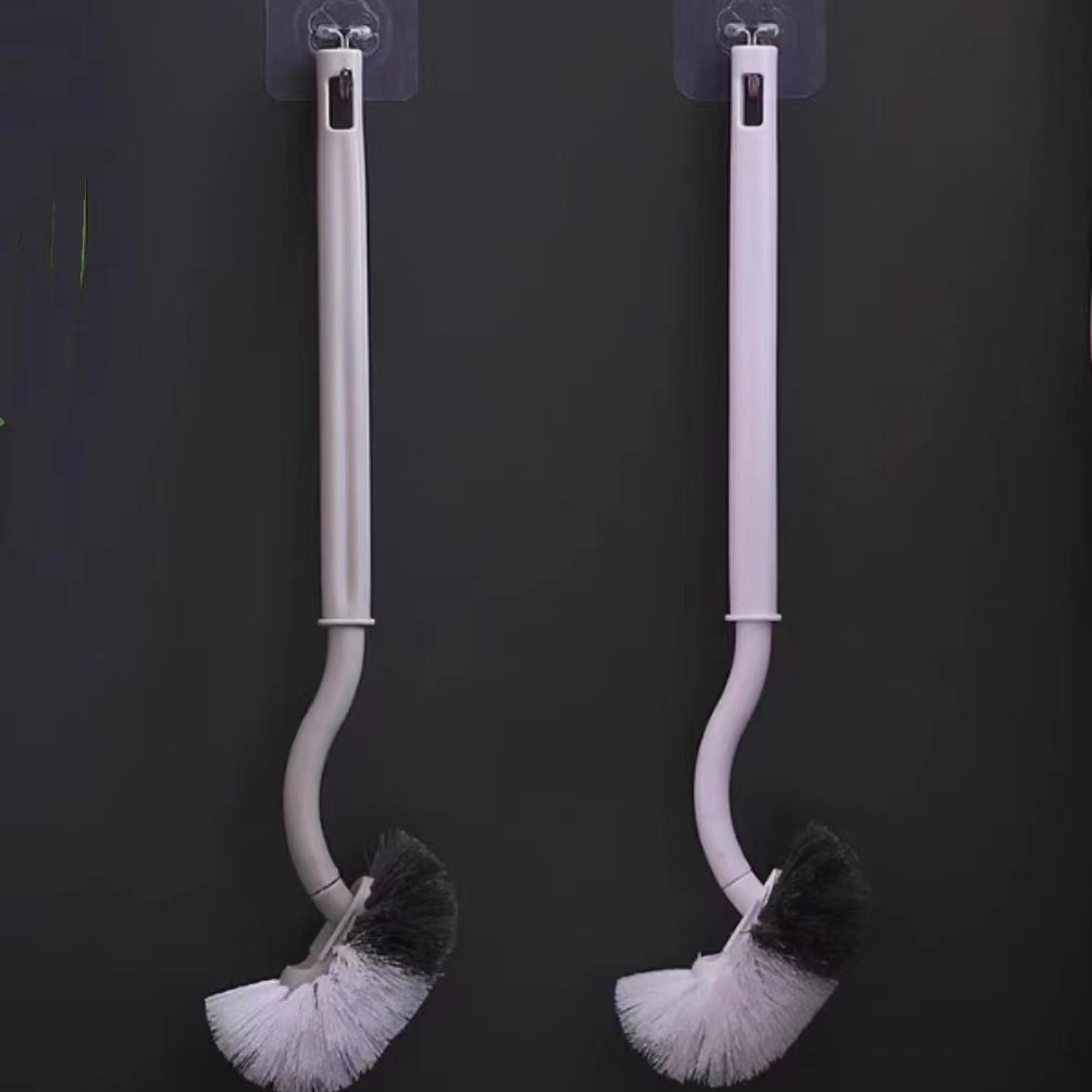 Japanese-style With Bent Head, No Dead Angle, Wall-mounted Toilet Cleaning Brush For Home Use, Wholesale_voghion.com