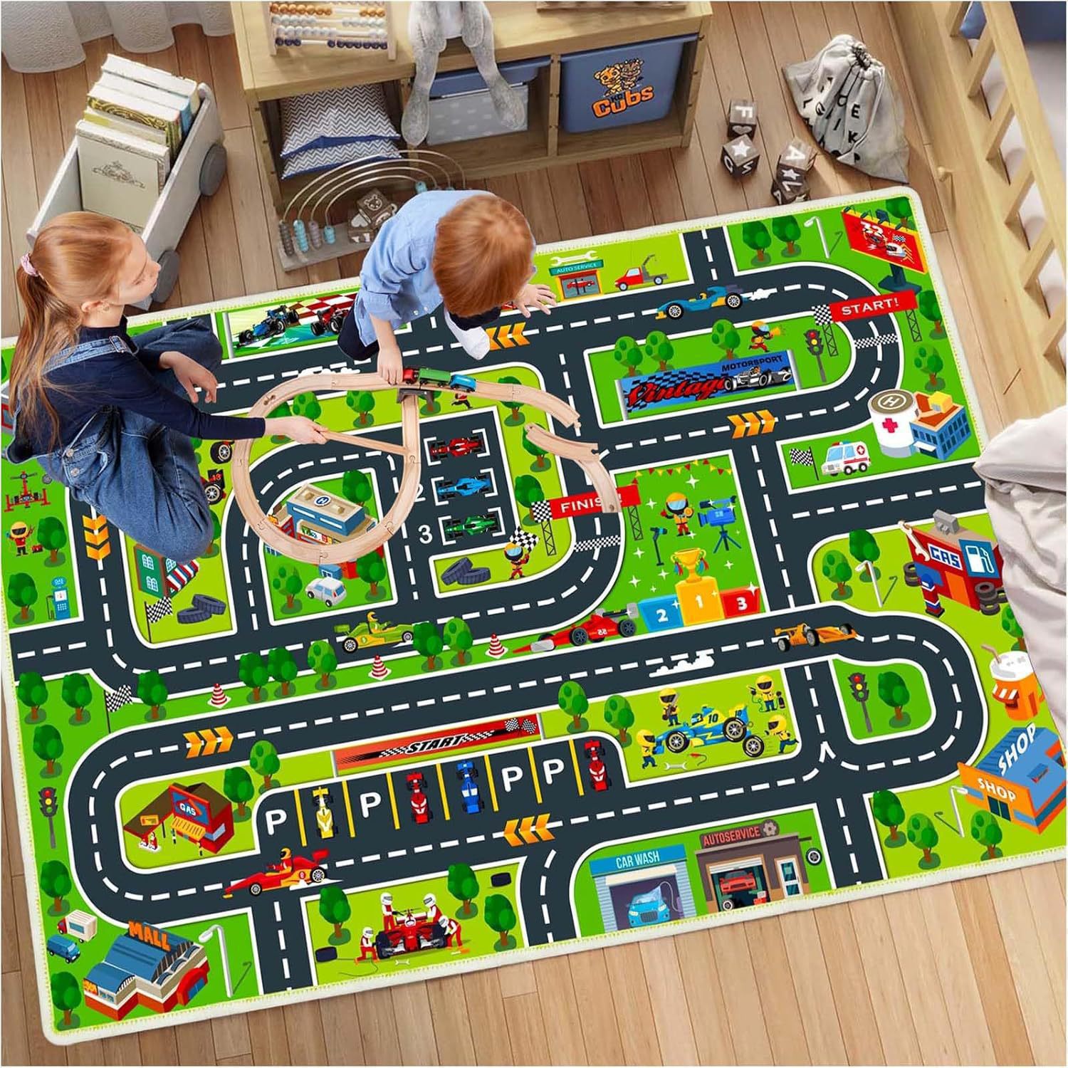Cross-Border Children's Runway Game Carpet, Living Room Stain-Resistant Anti-Slip Carpet, Children's Climbing Mat, Bedroom Bedside Blanket, Dropshipping
