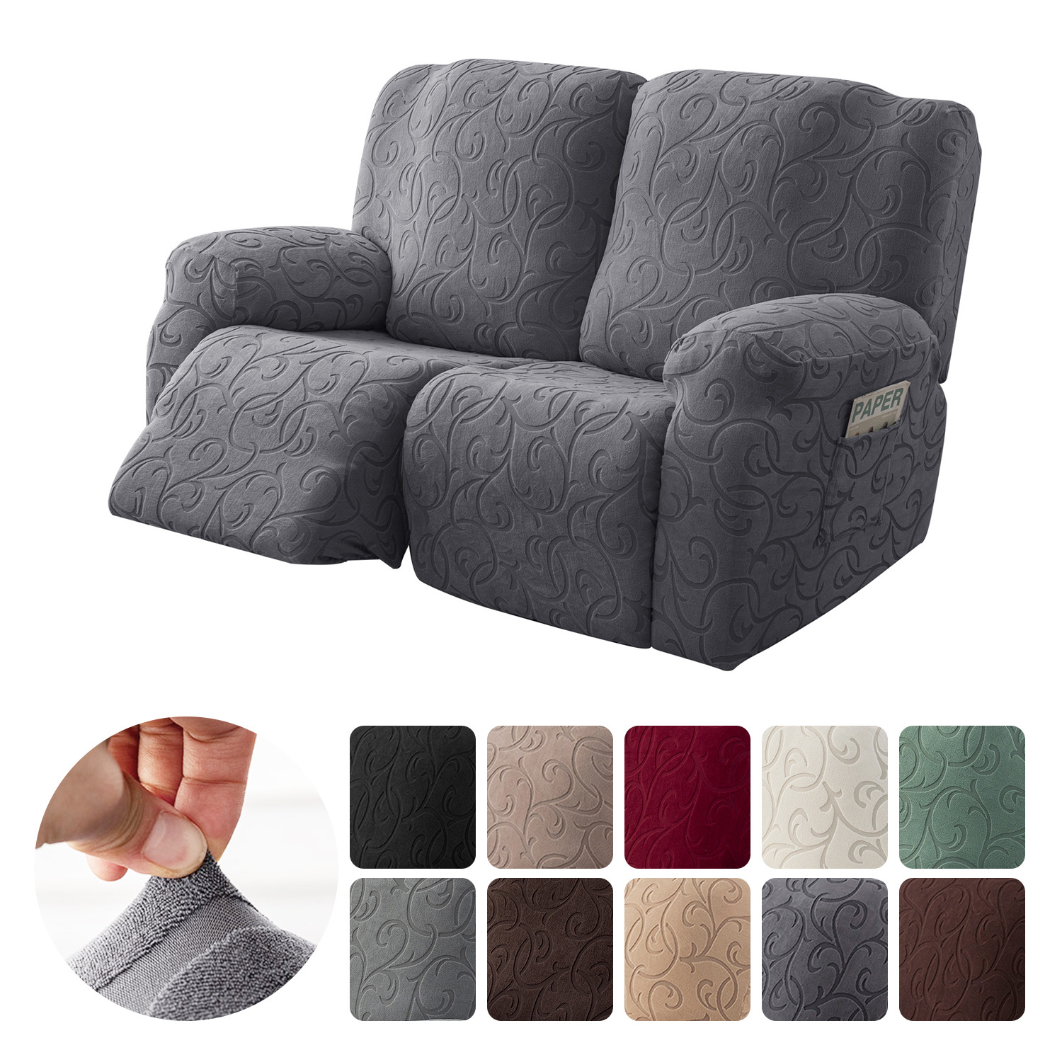 2 Seater Gouhua Chivas Sofa Cover Skin-friendly, Exquisite, Smooth and Elastic Pure Color All-match