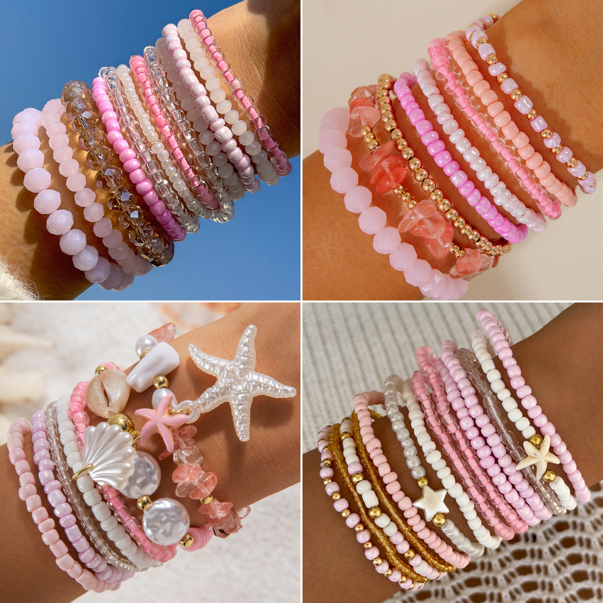 European and American Cross-Border Bohemian Multi-Layered Beaded Bracelets, Unique Color-Blocking Women's Wholesale Items