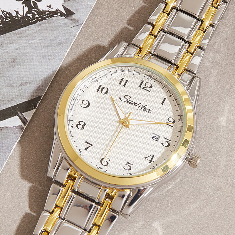 Reloj de hombre de comercio exterior calendario impermeable para hombre reloj de cuarzo de marea luminosa reloj de correa de acero de negocios de mediana edad y ancianos entrega de una pieza