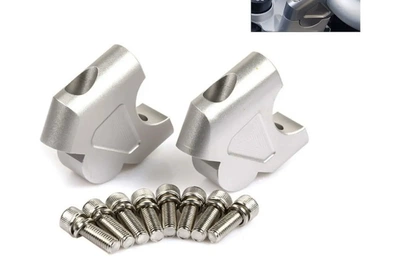 Motorcycle Accessories Motorcycle Handlebar Riser Clamp Extension Height Increase Adapter for Gs R1200Gs Bmw (Motosiklet ləvazimatları və aksesuarları) - sandblasted-oxidized-bright-silver-a-set-of-two-with-gs-lettering
