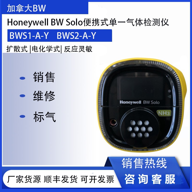 Honeywell BW Solo氨气检测仪BWS1-A2-Y 氨气传感器电池等报警器