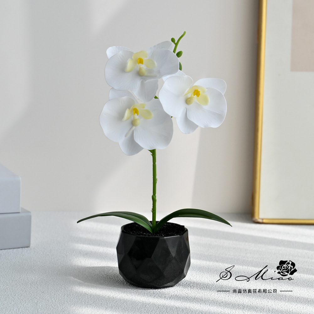 Tres flores sensación de orquídea mariposa pequeña imitación de bonsai maceta creativa flores falsas decoración del hogar fotografía de boda flores artificiales image 4