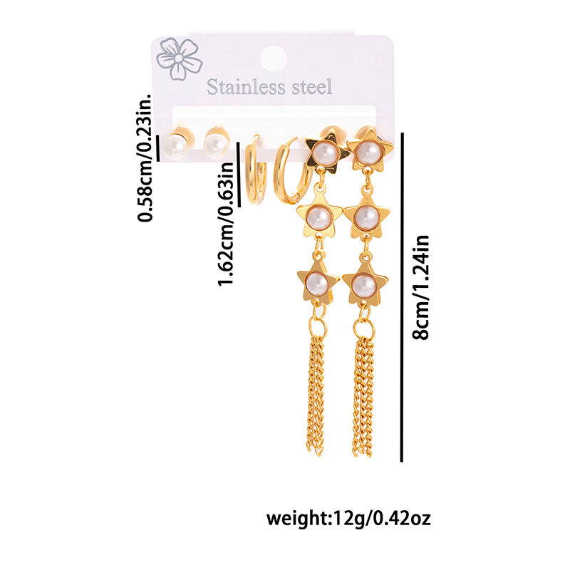 1 Set Lady Geometric Tassel Plating 304 Stainless Steel Drop Earrings Earrings Ear Studs display picture 2