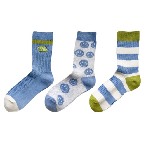 Zhuji 100% Cotton Socks for Women - Autumn/Winter Medium Cuff Socks, Double-Needle Striped Pile Socks, Japanese Style Long Socks, Bulk Wholesale