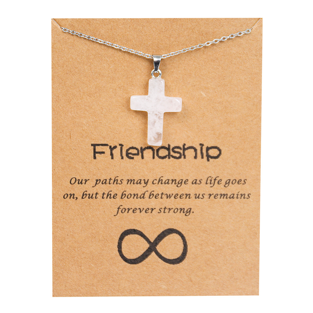 Simple Style Cross Stainless Steel Natural Stone Titanium Steel Plating Pendant Necklace display picture 2