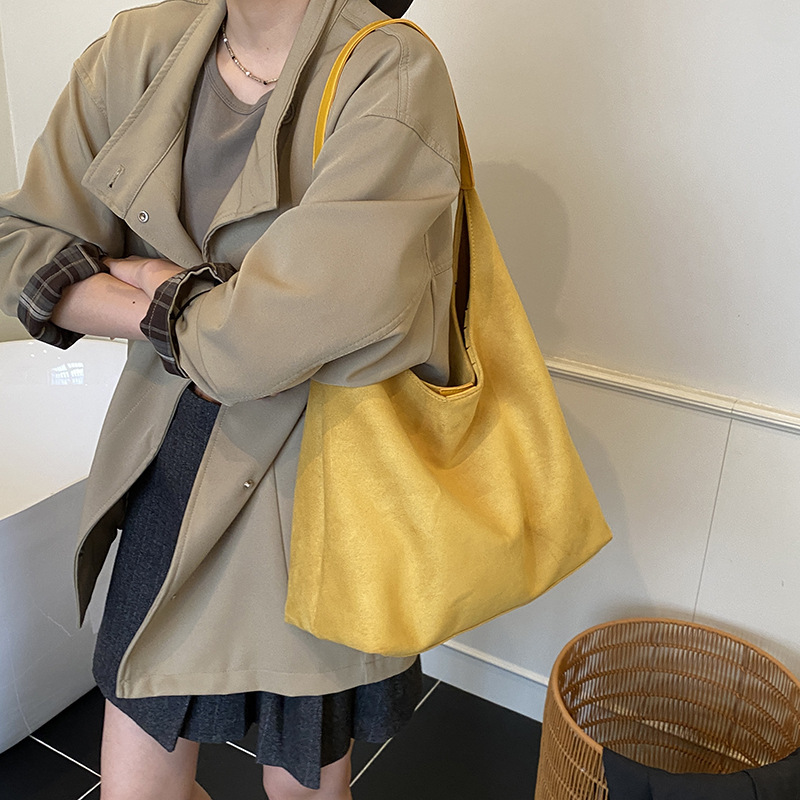 复古麂皮绒腋下包包女2025新款潮时尚小众托特包韩版大容量斜挎包|undefined