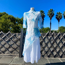 2025云南大理手工扎染侧边旗袍裙不规则文艺复古修身民族风连衣裙