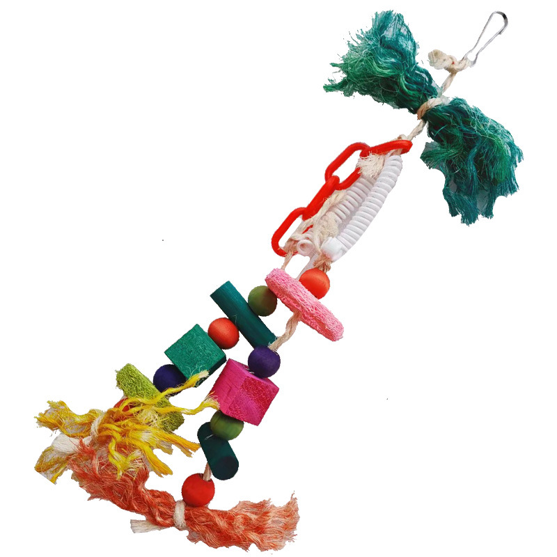 new pattern colour Block Toys Loofah hose parrot Toys Sisal Toys