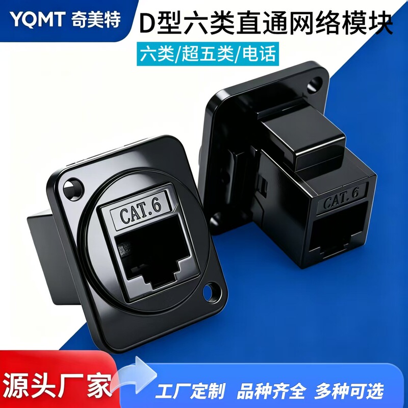 D-Type Category 6 Network Module USB Adapter HDMI Connector Rj45 Pass-Through for Category 5E Computer Panel