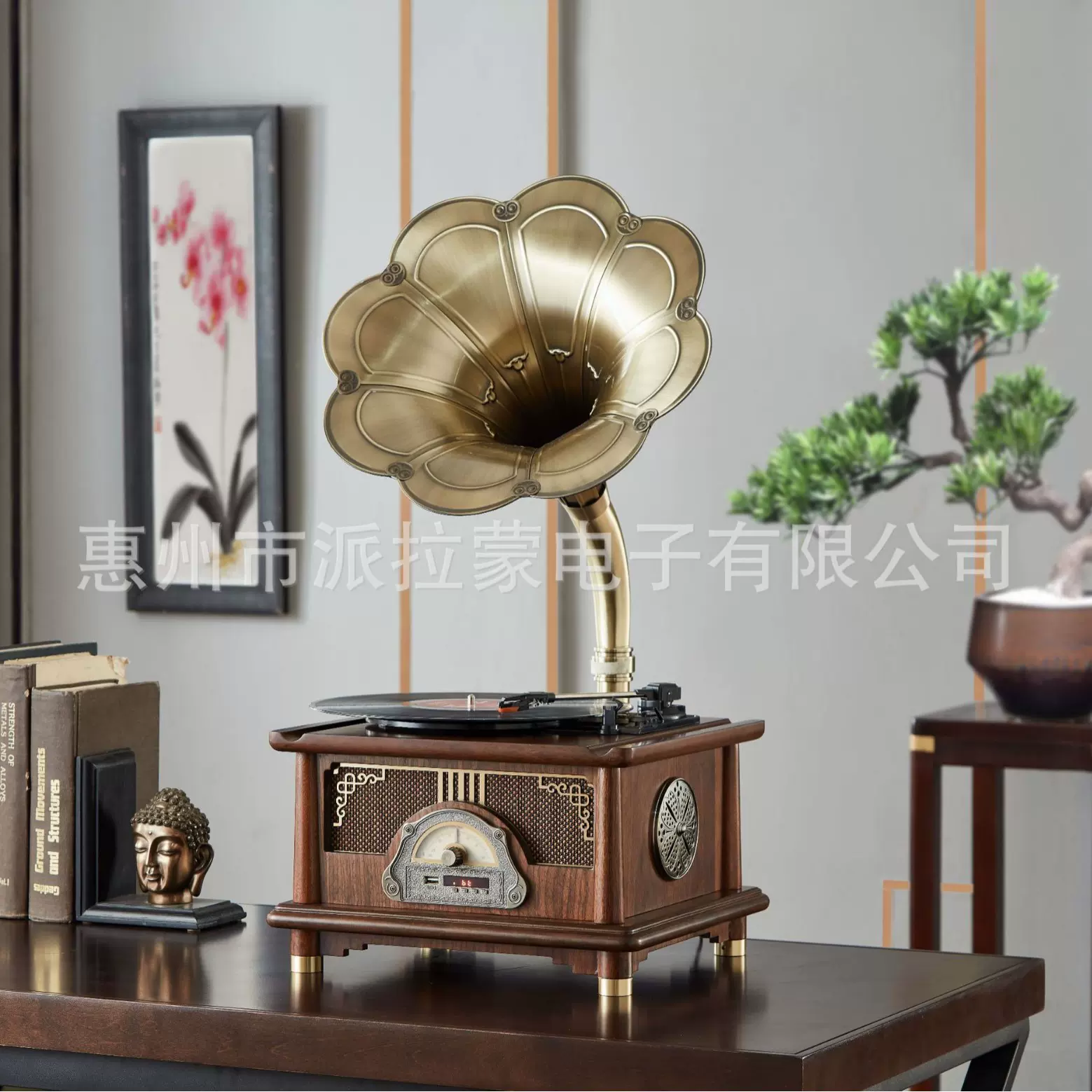 派拉蒙.洛斯贝拉新中式系列 迷你CD留声机 台式黑胶唱片机蓝牙USB