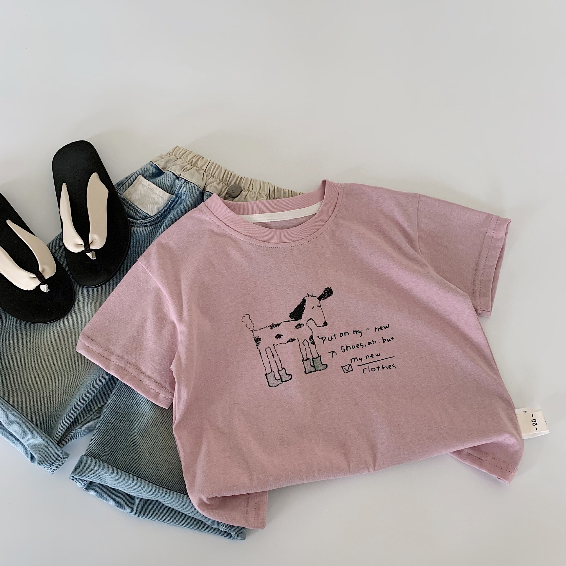 Maibao niños verano manga corta 2025 verano nuevo estilo coreano hombres y mujeres dibujos animados de bebé estilo occidental camiseta ropa de verano a