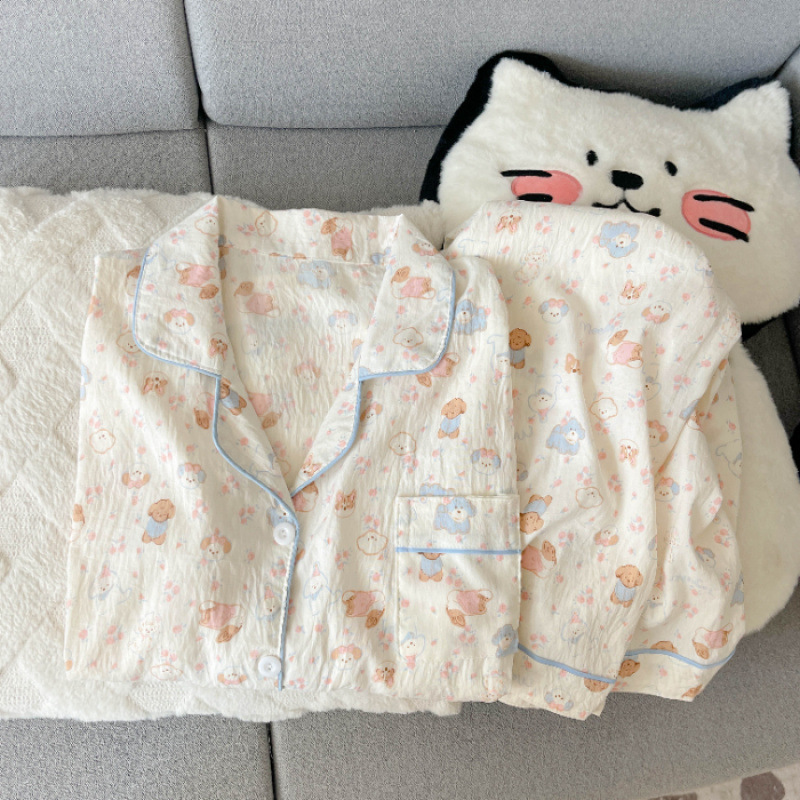 云朵棉秋季新款睡衣女长袖翻领卡通甜美可爱高级网红风家居服套装|undefined