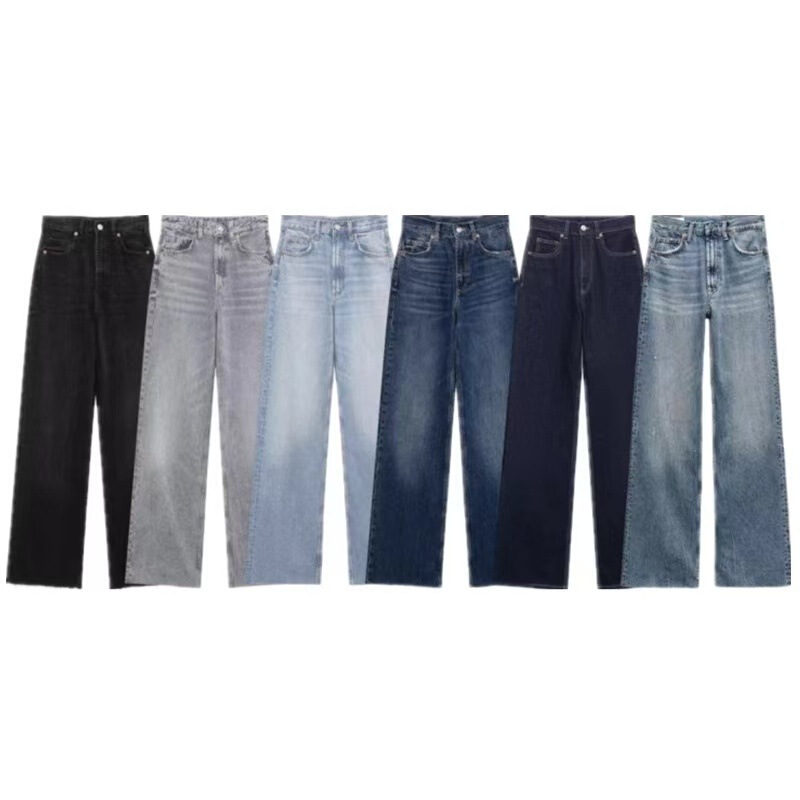 Za Cross-Border Women's Clothing Wholesale Classic European and American Style Spring New High-Waisted Straight Wide-Leg Jeans 2569220