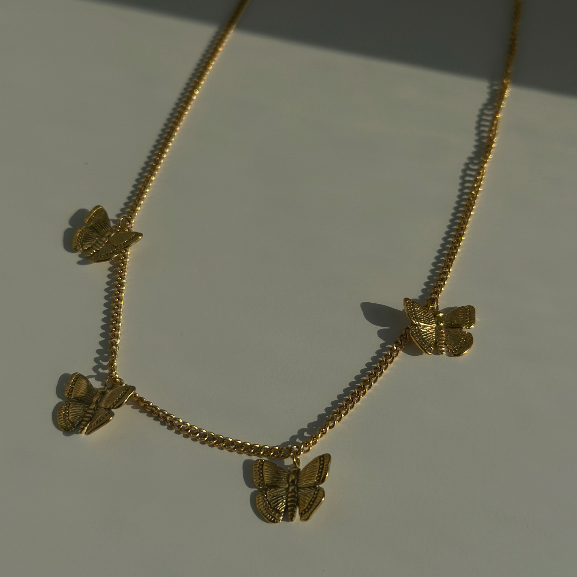 304 Stainless Steel Chain Material Ion Plating (IP) Butterfly 304 Stainless Steel Titanium Steel Fairy Style Retro Vintage Style 304 Stainless Steel Bracelets Necklace