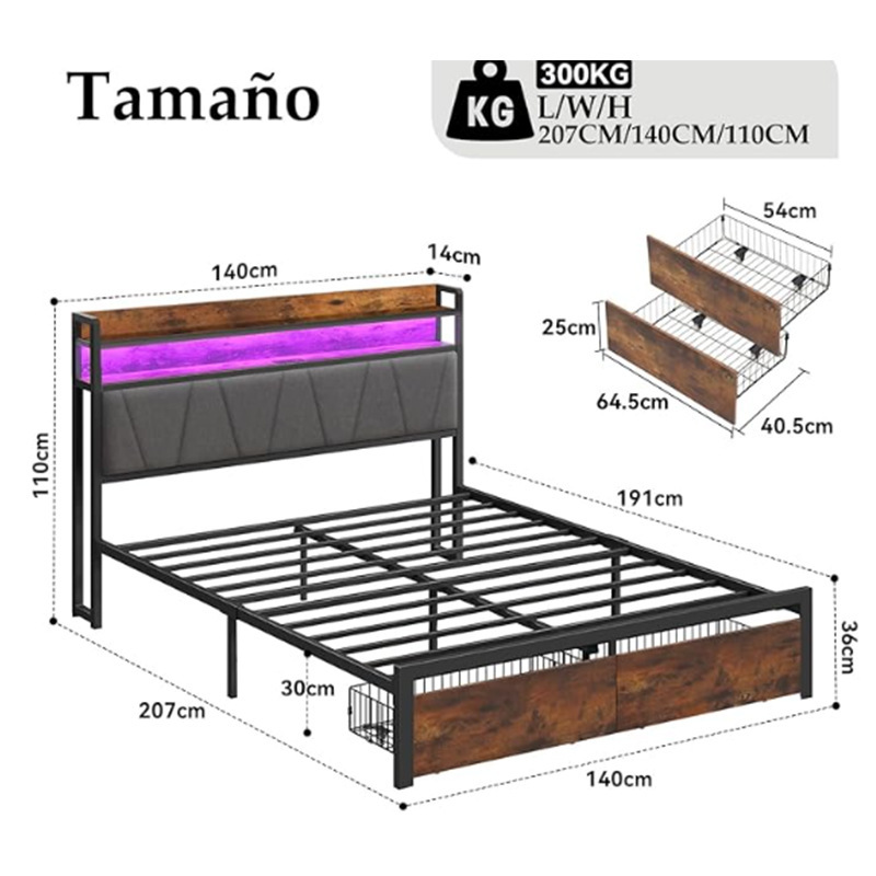 Ama zon custom-made Nordic minimalist large bed frame and headboard decoration, full-size metal bed, cross-border direct sales Ama zon custom-made Nordic minimalist large bed frame and headboard decoration, full-size metal bed, cross-border direct sales