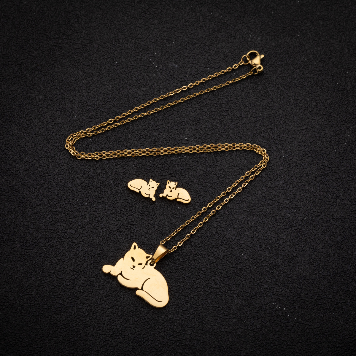 Daily Occasion PVD Coated Real Gold Plated Butterfly Stainless Steel Simple Style Waterproof Non Tarnish Earrings Necklace