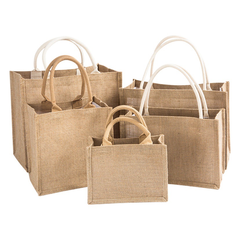 Fábrica en stock al por mayor bolsa de yute bolsa de lino bolso Muji bolsa de lino DIY Internet celebridad bolsa de lino