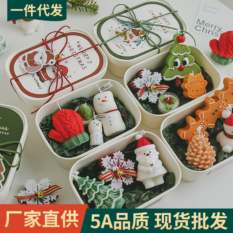 Conjunto de regalos de Navidad personalizado hecha a mano atmósfera transfronteriza decoración vela de Navidad bananas caja de acompañantes