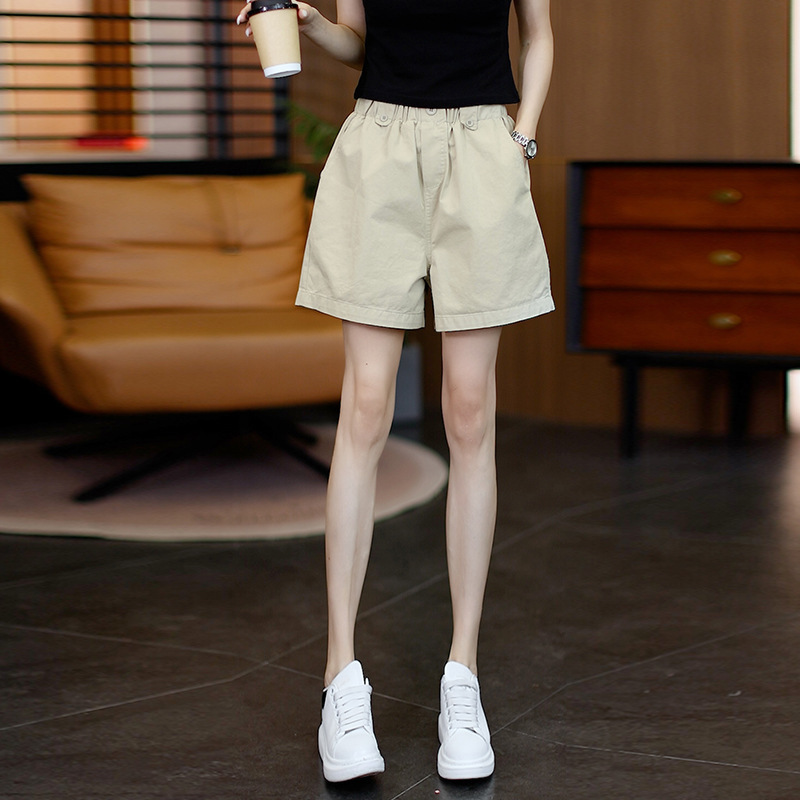 Casual White Washed Cotton Shorts, New Summer Style, Loose Wide-Leg, Slimming A-Line Design, Stylish Quarter-Length Pants Casual White Washed Cotton Shorts, New Summer Style, Loose Wide-Leg, Slimming A-Line Design, Stylish Quarter-Length Pants
