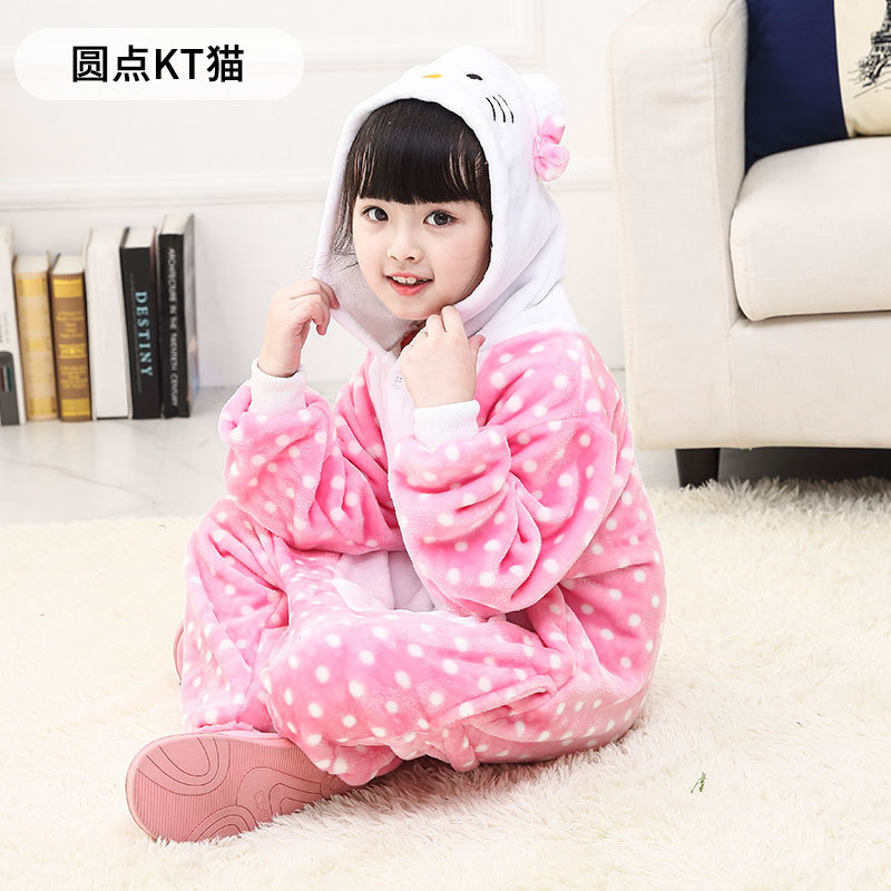 Lote directo de fábrica de coral de lana de los niños pijamas de una sola pieza de primavera y otoño de dibujos animados animal Niña bebé franela desgaste exterior de los niños