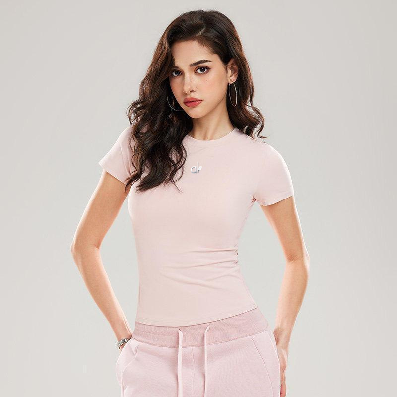A Brand O Printed Short-Sleeve Yoga Top for Women, Summer Slim Fit, Quick-Dry Fitness T-Shirt, Modal Quick-Dry