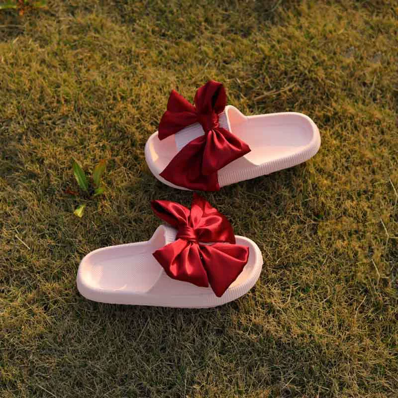 Сандалии и тапочки на толстой подошве, уличные Нескользящие банты, женские нескользящие домашние летние модные волосы поколения