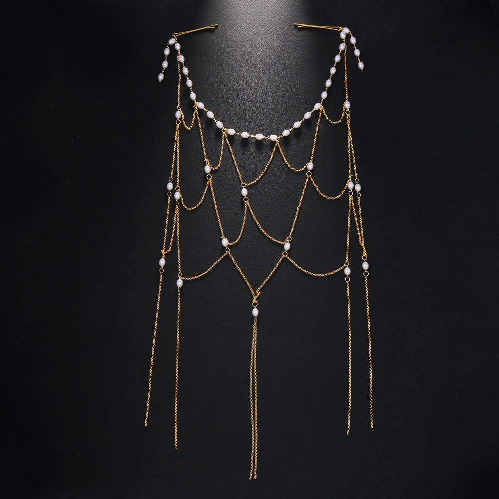 Amazon venta caliente de perlas cadena de termites ligera de lujo malla de novia accesorios de alta calidad banda de cabeza para mujeres