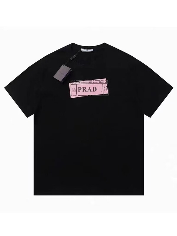クロスボーダー 2025 夏のトレンドブランド P ファミリー新レタープリントラウンドネック Tシャツカジュアルファッショントレンド半袖男性と女性|undefined
