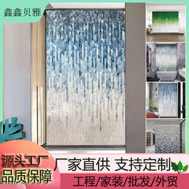 彩色玻璃渐变长条马赛克艺术拼图壁画工程外贸酒店泳池背景墙批发