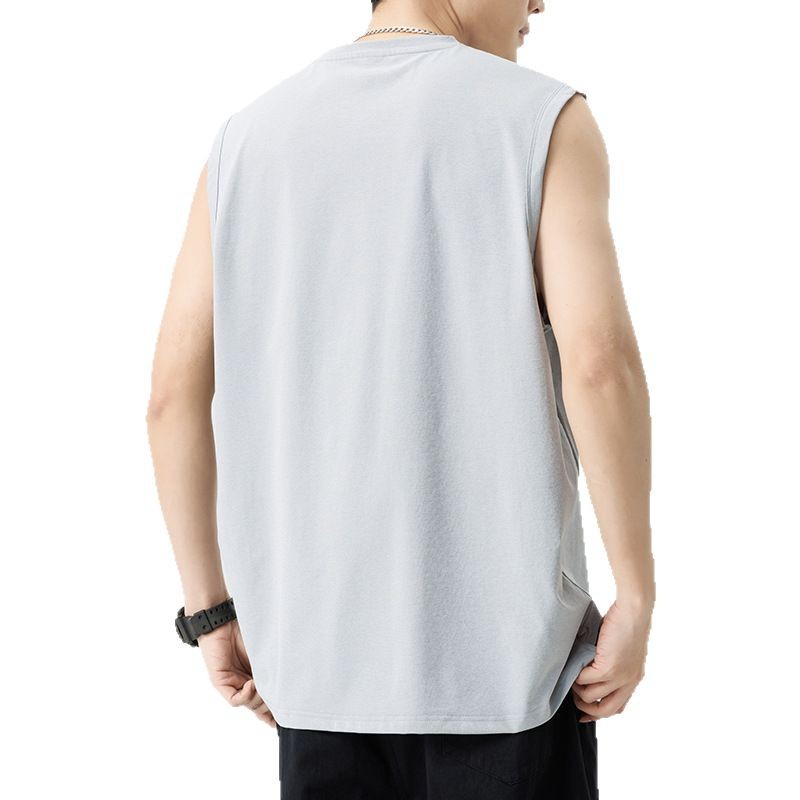 Ice Silk Men's Vest Summer Sports Hurdle Sleeveless Sweatshirt Men's Thin Color Men's Fashionable Outer Wear Loose Vest