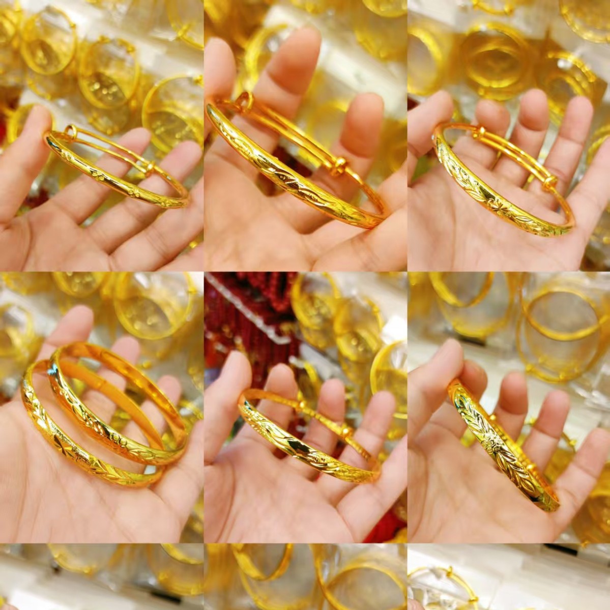 Brazaletes transfronterizos de cobre abierto imitación de oro chapado en 24 quilates de moda europea y americana joyería nigeriana joyería de oro de arena
