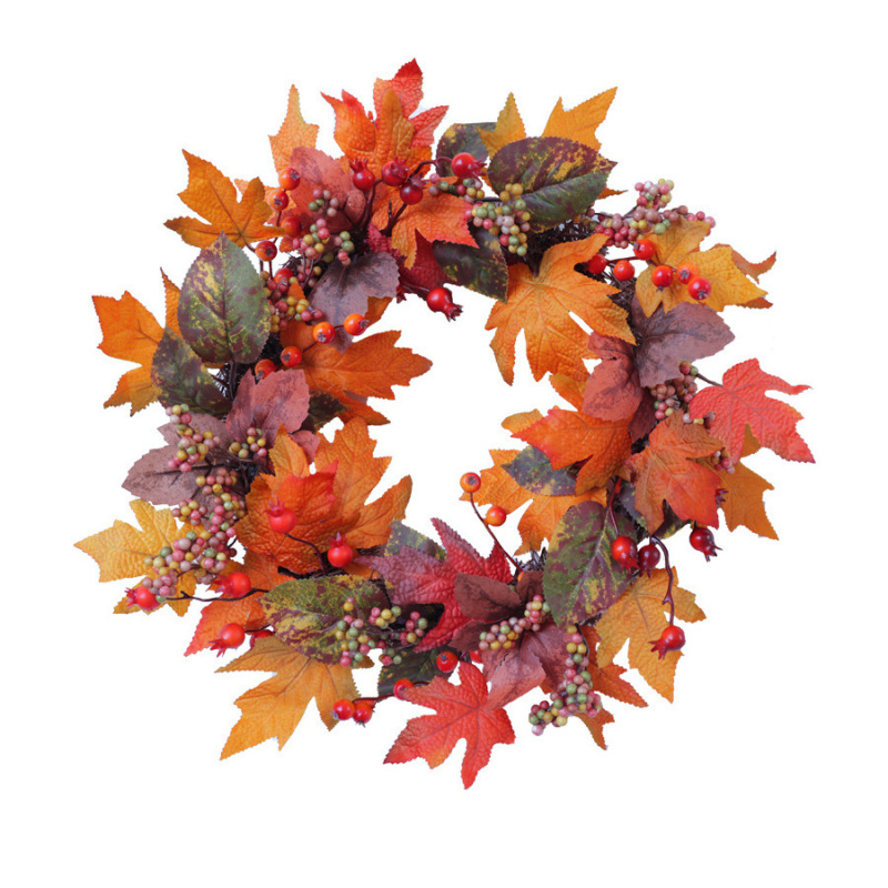 国境を越えた秋の新しい感謝祭の装飾秋の花輪は紅葉の花輪のベリーの紅葉の花輪をシミュレーションします。|undefined