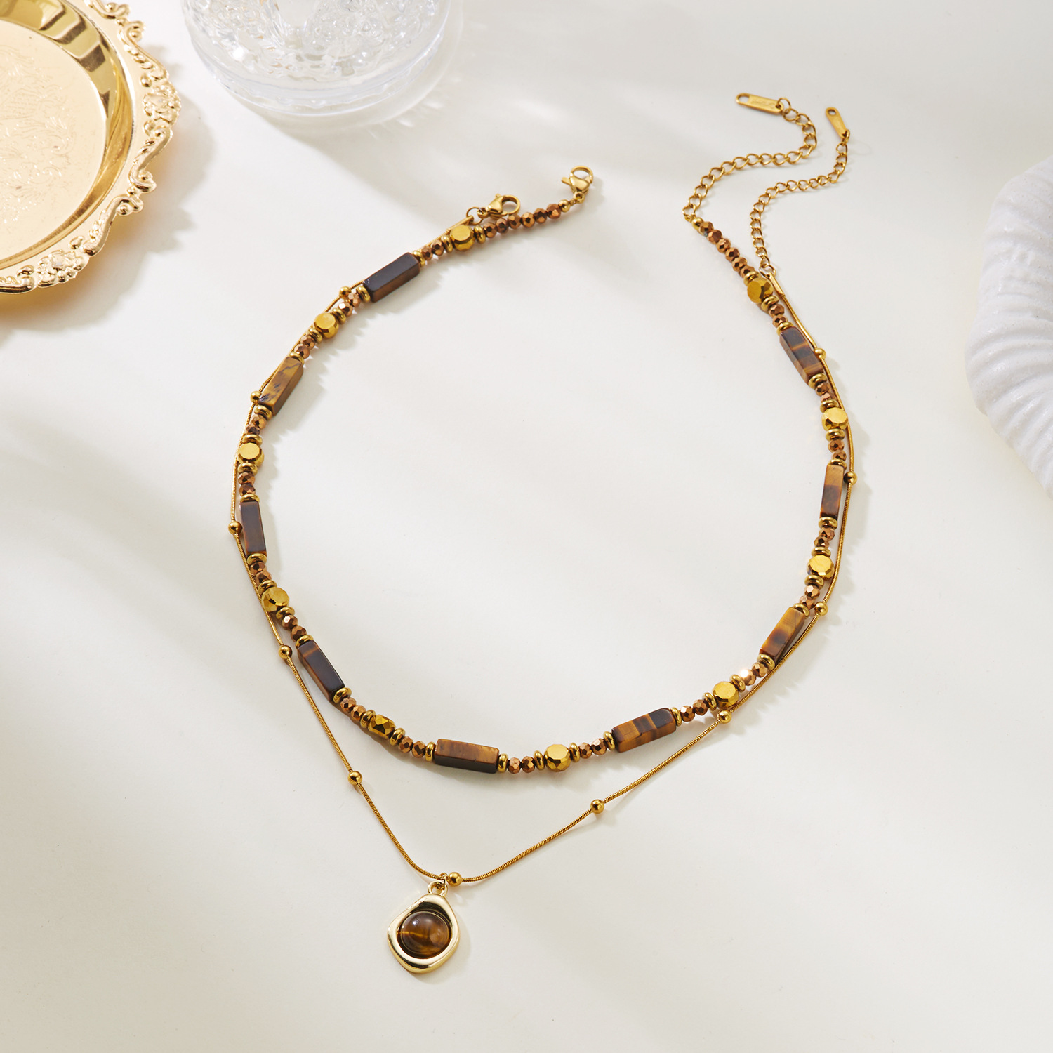 Minimalist Layered Necklace In Gold Delicate Chain Quiet Luxury_voghion.com