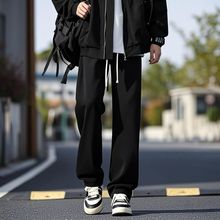 美式潮流休闲牛仔裤男款春夏季黑色高街宽松大码显瘦阔腿直筒裤子