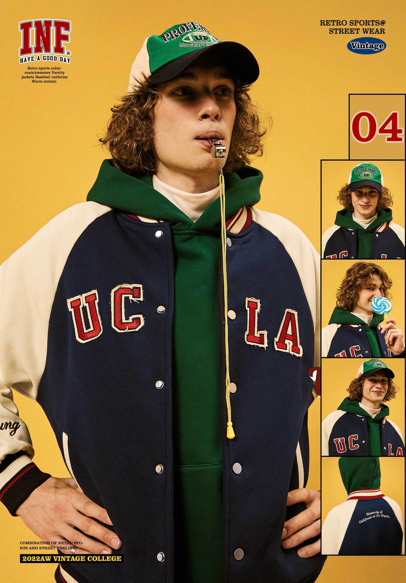 400g摇粒绒绣花插肩袖棒球服2022秋冬新品复古撞色夹克男