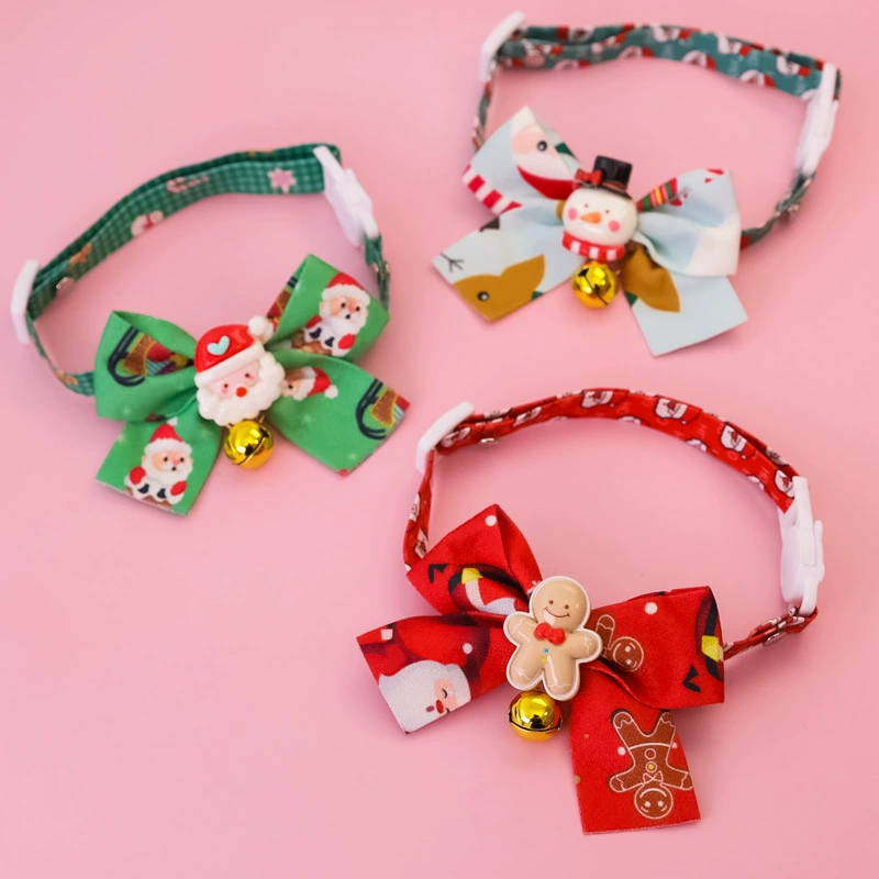 Рождественский галстейк-бабочка для домашних животных воротник собачий воротник кошачий колокольчик праздничный орнамент маленькая собака безопасности пряжка