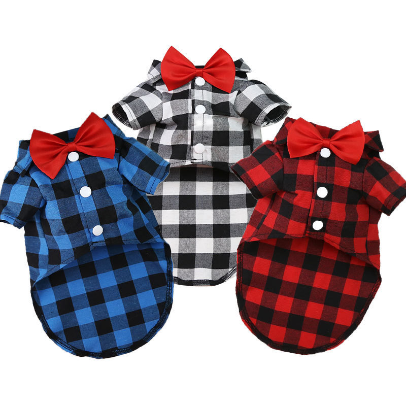 Dog Plaid Cat Shirt Suit Wedding Dress Teddy Bichon Small, Medium and Large Dog Pet Clothes Cat Supplies