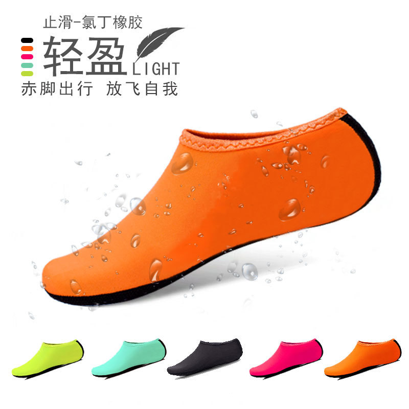 Calcetines de playa, hombres y mujeres, buceo, esnórquel, niños, vadear y río, zapatos de natación, anti-corte de secado rápido, zapatos de piel con parche de pie rojo, comercio exterior