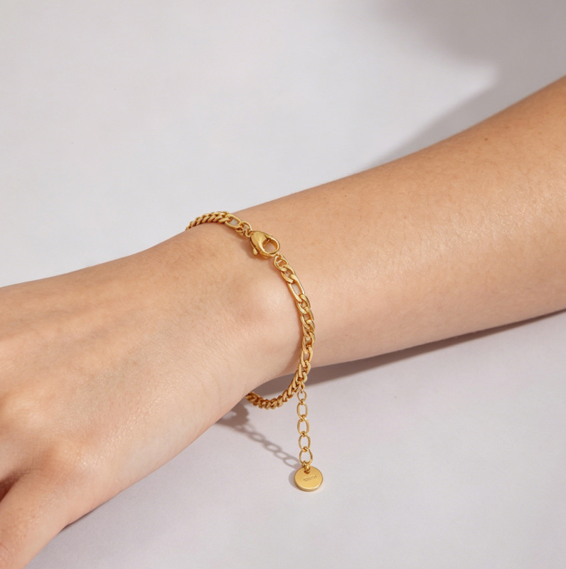 European and American Cross-Border Ins Stainless Steel Nk Chain Figaro Bracelet Simple Women's Jewelry Basic Chain Versatile European and American Cross-Border Ins Stainless Steel Nk Chain Figaro Bracelet Simple Women's Jewelry Basic Chain Versatile