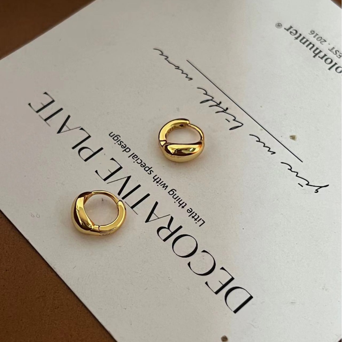 韓國設計師款顯臉瘦ins小圈水滴925純銀耳環扣冷淡風耳墜精緻氣質