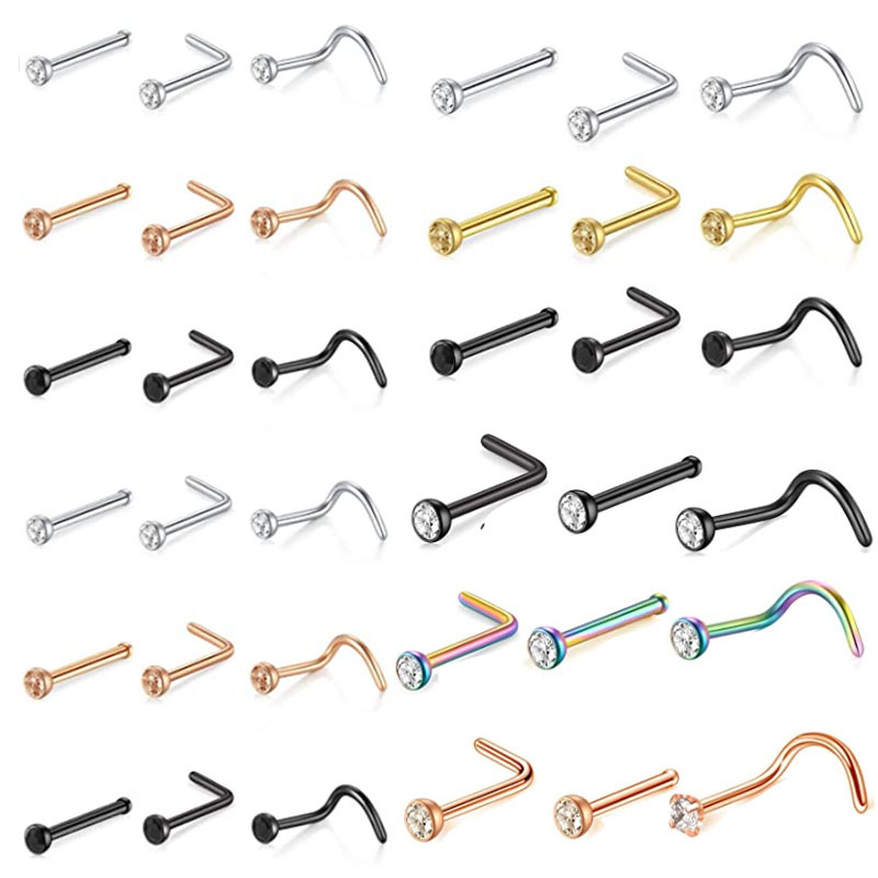 Simple Style Geometric Stainless Steel Inlay Nose studs 1 Piece